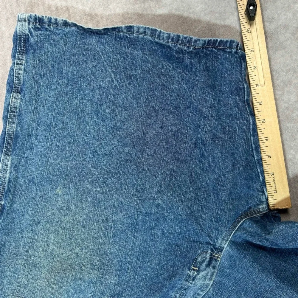 Men's Wrangler Carpenter Denim Shorts Sz 46 Blue Distressed Jorts Skater painter